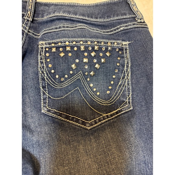 Wrangler Premium Patch Bootcut Jeans Women Dark Wash Embellished Pockets Sz 9x36 - Picture 10 of 12